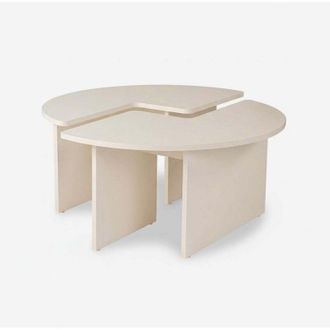 Calicosy Tavolino da salotto rotondo in legno melaminico Moira - Bianco Shabby