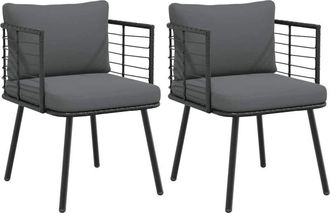 vidaXL Vidaxl - Sillones De Jard&iacute;n Con Cojines 2 Uds Rat&aacute;n Sint&eacute;tico Negro