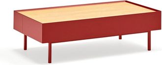 Teulat Mesa de centro con 2 cajones burdeos