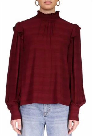 Sanctuary Romance Popover Blouse In Dark Cherry