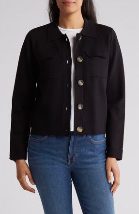 T Tahari Collar Button Front Cardigan in Black at Nordstrom Rack, Size X-Small