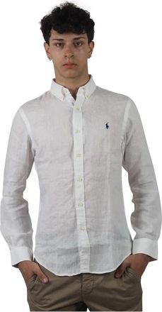 Ralph Lauren Heren, Overhemden, Wit, Maat: XL Linnen
