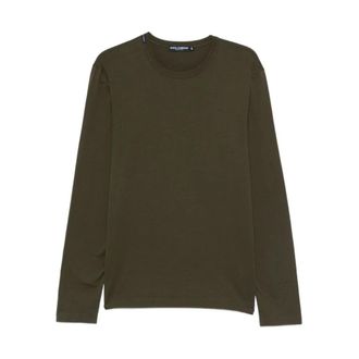 Dolce & Gabbana Long Sleeve Tops, male, Green, Size: M Dolce & Gabbana Sweaters Green