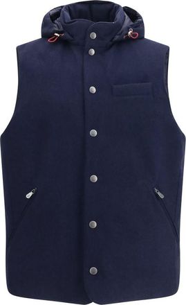 Brunello Cucinelli Blue Wool Oves Aries Sleeveless Mens Jacket