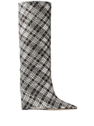 Jimmy Choo London 85mm Blake checked boots - women - Satin/Calf Leather/Fabric - 36,5 - Grey