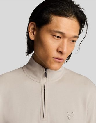 Lyle & Scott Lyle And Scott Mens Zip Neck Funnel Neck Long Sleeve Sweatshirt - Tan - Size: 38