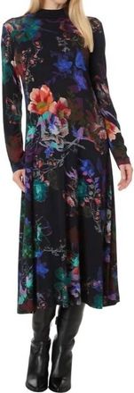 Johnny Was The Janie Favorite Seamed Mock Neck Dress In Midnight Scarf