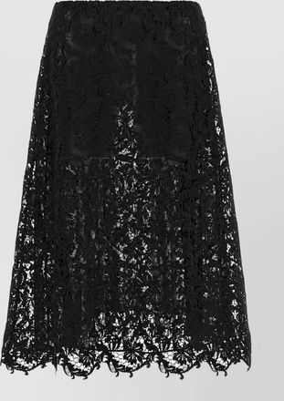 Fendi macram&eacute; lace high-rise midi a-line skirt