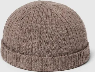 Gucci Rib Knit Wool Hat, Size L, Brown, Wool