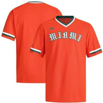 adidas Mens adidas Orange Miami Hurricanes V-Neck Baseball Jersey at Nordstrom, Size Small