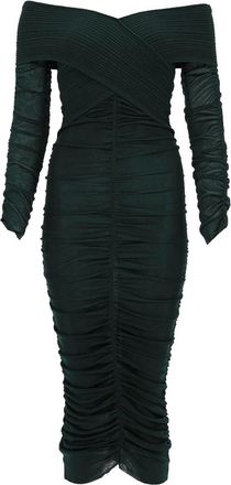 Self Portrait Viscose Gathered Midi Dress