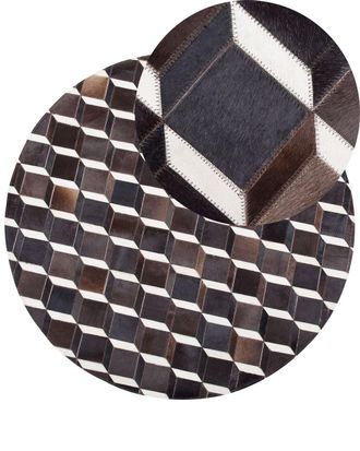 Beliani Alfombra de piel genuina negro 140x140cm