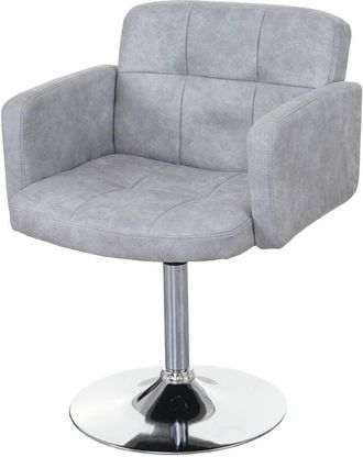 Hhg Hhg - Nunca Usado] Silla De Comedor Orlando, Silla Giratoria, Imitaci&oacute;n Gamuza Cromada Certificado Mvg, Gris Vintage