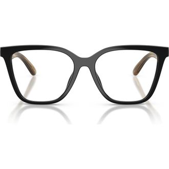 Emporio Armani 52mm Cat Eye Optical Glasses in Shiny Black /Brown /Clear at Nordstrom