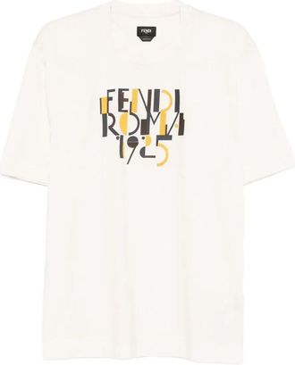 Fendi Roma 1925 Print Cotton T-Shirt Clothing