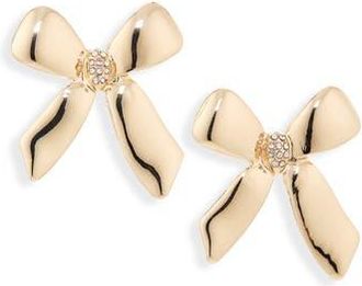 Nordstrom Rack Crystal Bow Stud Earrings in Clear- Gold at Nordstrom Rack