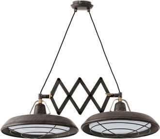 Faro Barcelona Faro Plec - Barra colgante de techo exterior ajustable doble de 2 luces LED marrón viejo IP44