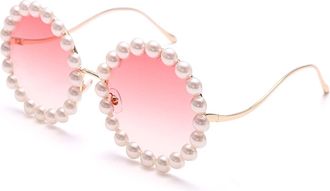 Generic Large Frame Round Handmade Pearl Sunglasses Outdoor Street Shooting Party Holiday Glasses (Color : D, Size : Medium) 2026