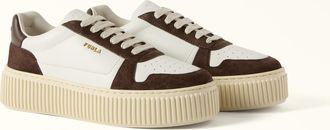 Furla Sky Sneakers Talco H Marrone Pelle Di Vitello Bicolore Morbida + Camoscio Donna