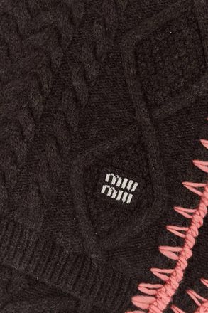 Miu Miu Womens Dark Brown Wool Blend Scarf Mororosa Sciarpe E Foulard Scarfs