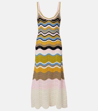 La DoubleJ Chevron crochet cotton midi dress
