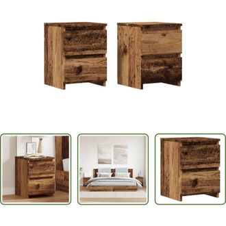 vidaXL Comodino industriale - Comodini 2 pz Legno Antico 30x30x40 cm in Legno Multistrato