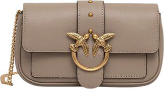 Pinko Love One Pocket Crossbody Bag - Dames - Schoudertassen - Beige - ONE Size - Leer - Tassen