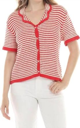 Rain + Rose Tatiana Knit Shirt In Red