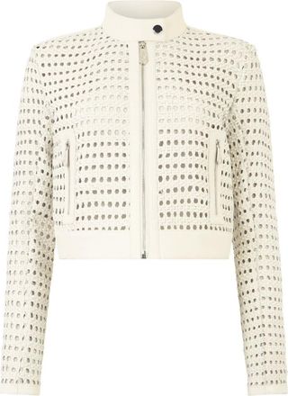 Philipp Plein Weaved Leather Fitted Jacket - - Jackets - Donna - Bianco - XS