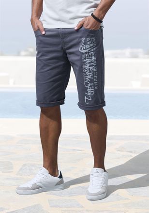 John Devin Bermudas »aus elastischer Baumwollmischung« mit grossem Druck auf dem Bein, 3/4 Shorts