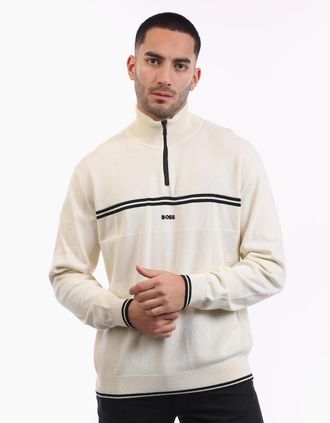 HUGO BOSS Mens K Zone Quater-Zip Sweatshirt - White - Size: 40