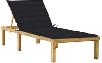 vidaXL Tumbona Con Coj&iacute;n Negro Madera De Pino Impregnada Vidaxl