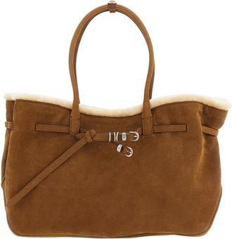 Marge Sherwood Oversized Leren Schoudertas - Dames - Tassen - Bruin - Maat: ONE Size Katoen