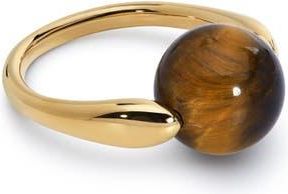 Monica Vinader x Kate Young Semiprecious Stone Ring in 18Ct Gold Vermeil /Tigers Eye at Nordstrom, Size 7.5