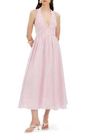 Bardot Dorota Halter Fit & Flare Midi Dress in Bliss Pink at Nordstrom, Size 2