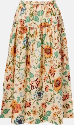 Ulla Johnson Theodora floral cotton midi skirt