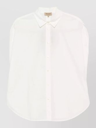 Woolrich cotton shirt curved hem poplin texture