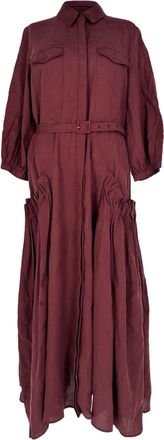 Gabriela Hearst Woodward Maxi Dress in Burgundy Linen