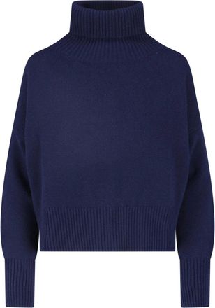 Maryya Navy Blue Virgin Wool-Cashmere Ribbed Turtleneck