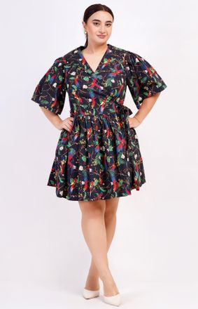 Leota Alena Mini Wrap Dress Macaw Print