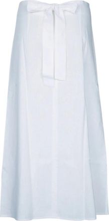 Toteme Tie Waist Skirt - Dames - Midirokken - Wit - S - Katoen - Rokken
