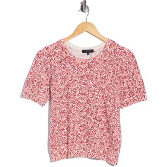 1.State Floral Short Sleeve Cotton Sweater in Antique White at Nordstrom Rack, Size X-Large