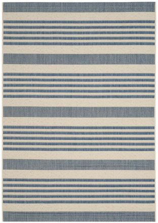 Safavieh Alfombra rayas de polipropileno beige/azul, 122 x 170 cm