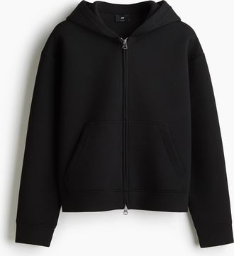 H&M Scuba-Hoodiejacke mit Zipper in Loose Fit - Schwarz