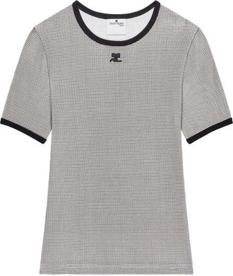 Courr&egrave;ges Hahnentritt-T-Shirt