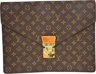 Louis Vuitton Porte-Documents Senateur Bag Monogram Canvas Brown Canvas Briefcase Bag (Pre-Owned)