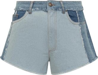 Chiara Ferragni Patchwork Denim Shorts - Dames - Denim shorts - Blauw - W25 - Denim - Korte Broeken