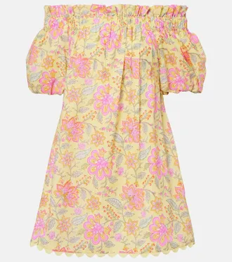 Juliet Dunn Vestido corto de algod&oacute;n floral