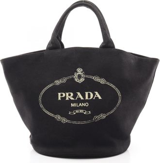Prada Black Canvas Handbag Tote Bag (Pre-Owned)