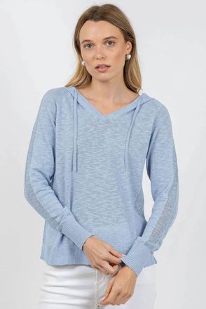 Elliott Lauren Boardwalk Hoodie With Mesh Details In Sky